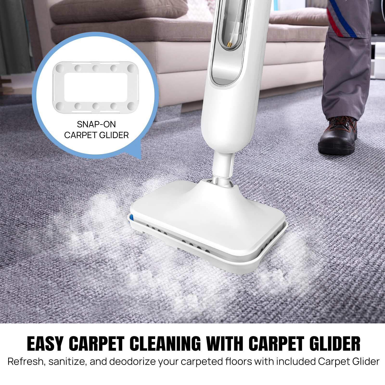 Hot Steam Mop Upright &Handheld Hard Floor&Carpet Steam Cleaner 20s Fast Heating