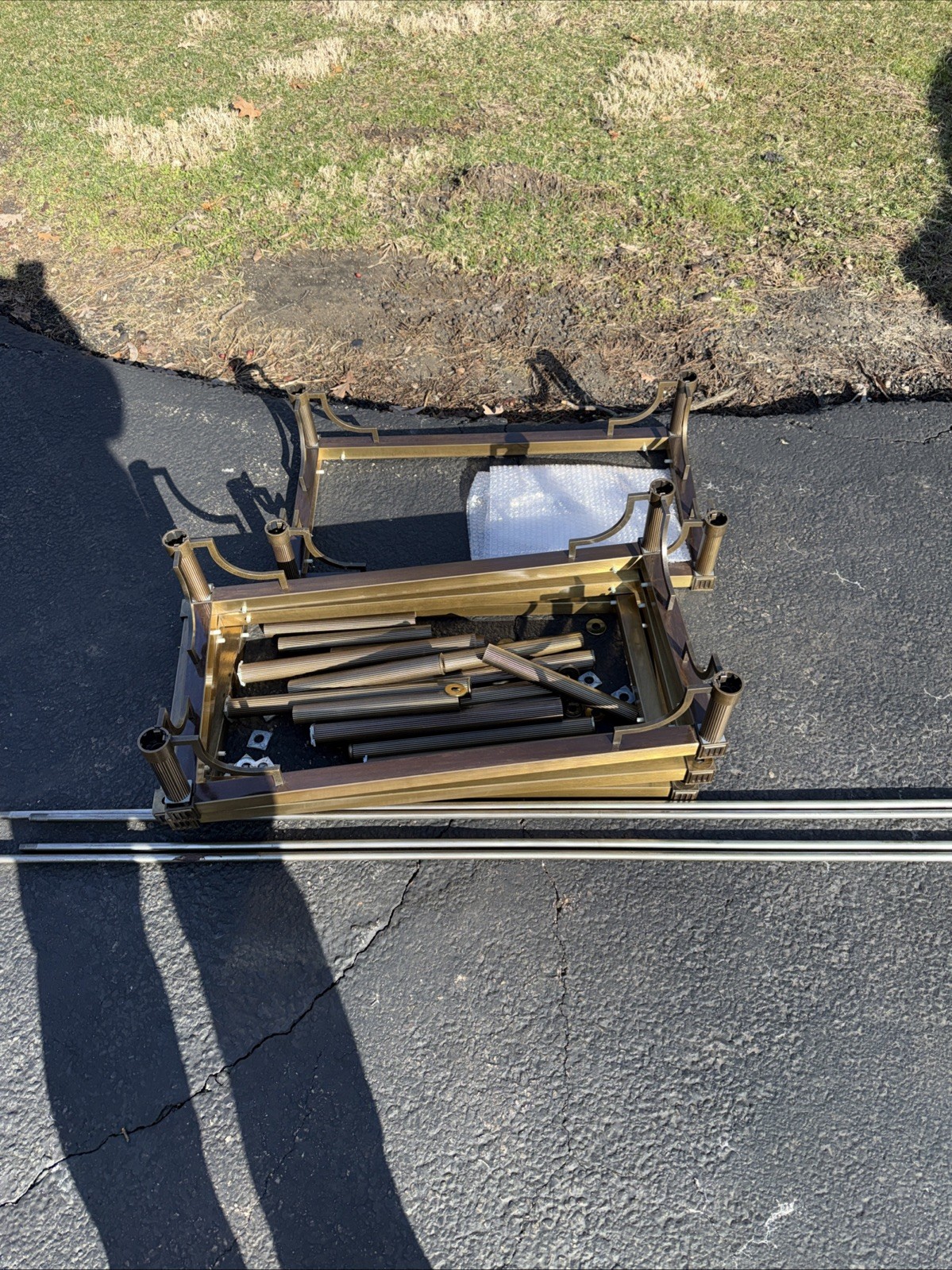 VINTAGE JANSEN STYLE ETAGERES WITH REEDED BRASS AND GLASS