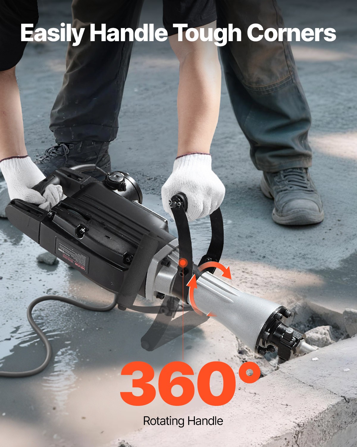 VEVOR Demolition Jack Hammer Concrete Breaker 2200W Electric Hammer 2Chisel Bits