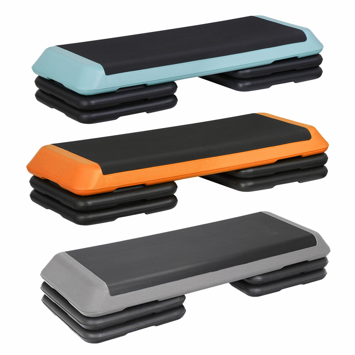 43'' Aerobic Step Platform Adjustable Exercise Workout Stepper w/4 Riser 3 Color