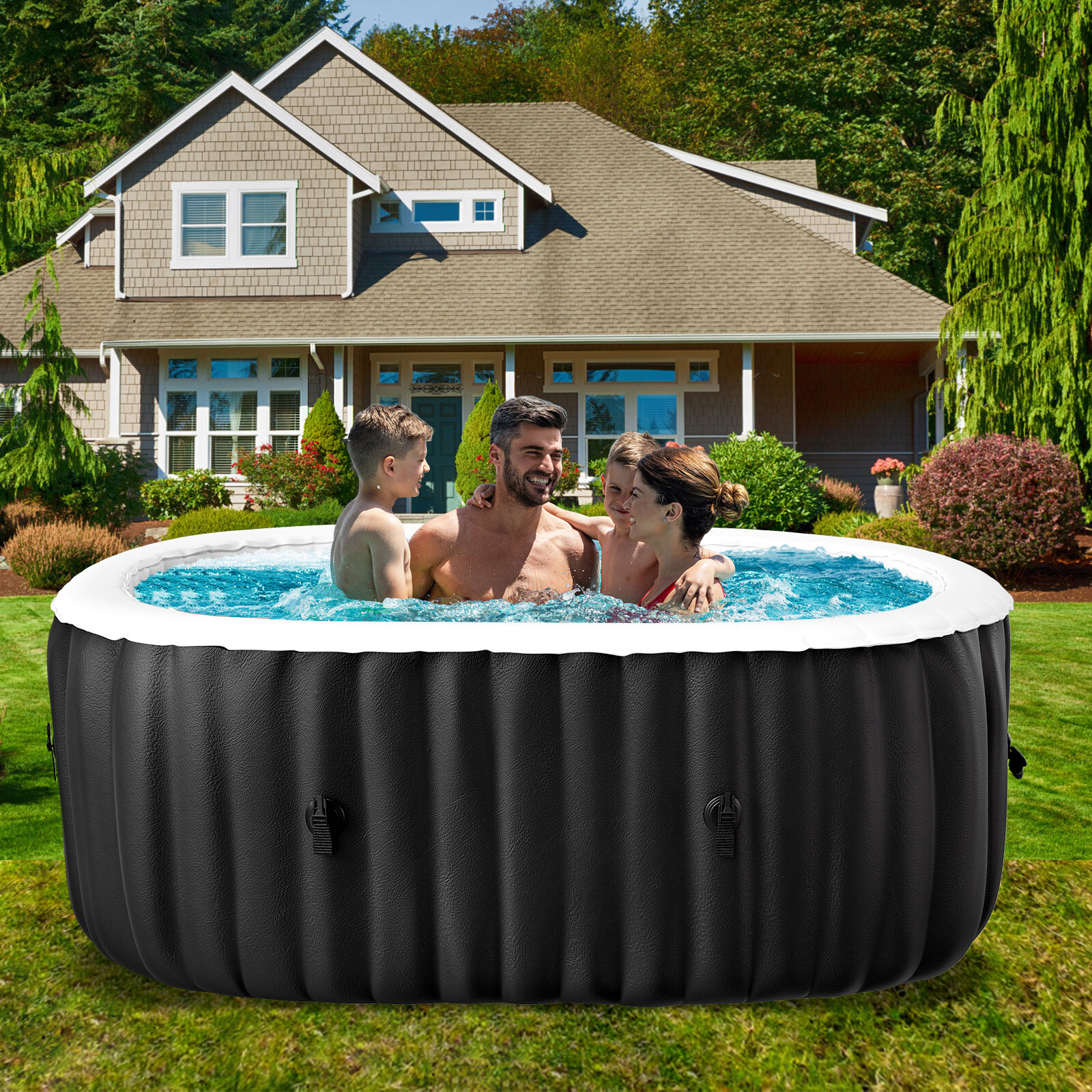 NAIZEA 240 Gallon Inflatable Hot Tub 6 Person Control Panel With 130 Bubble Jets