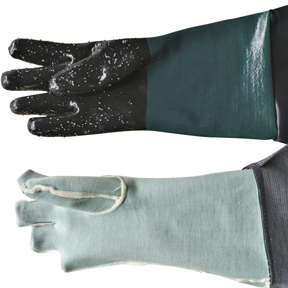 2Pairs 24"Rubber Sand Blast Sandblasting Gloves Protective For Sandblast Cabinet