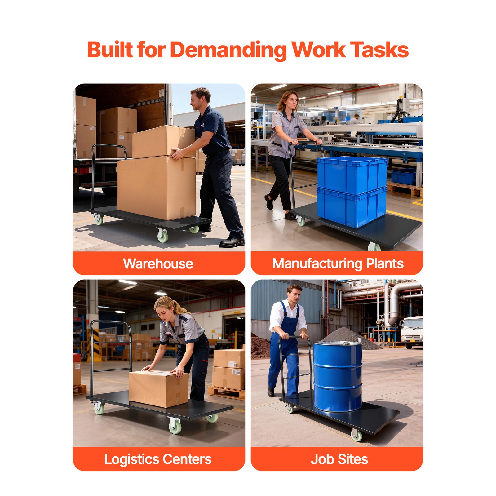 Uimoso Heavy Duty Industrial Platform Cart 2000 lbs Capacity with Wheels