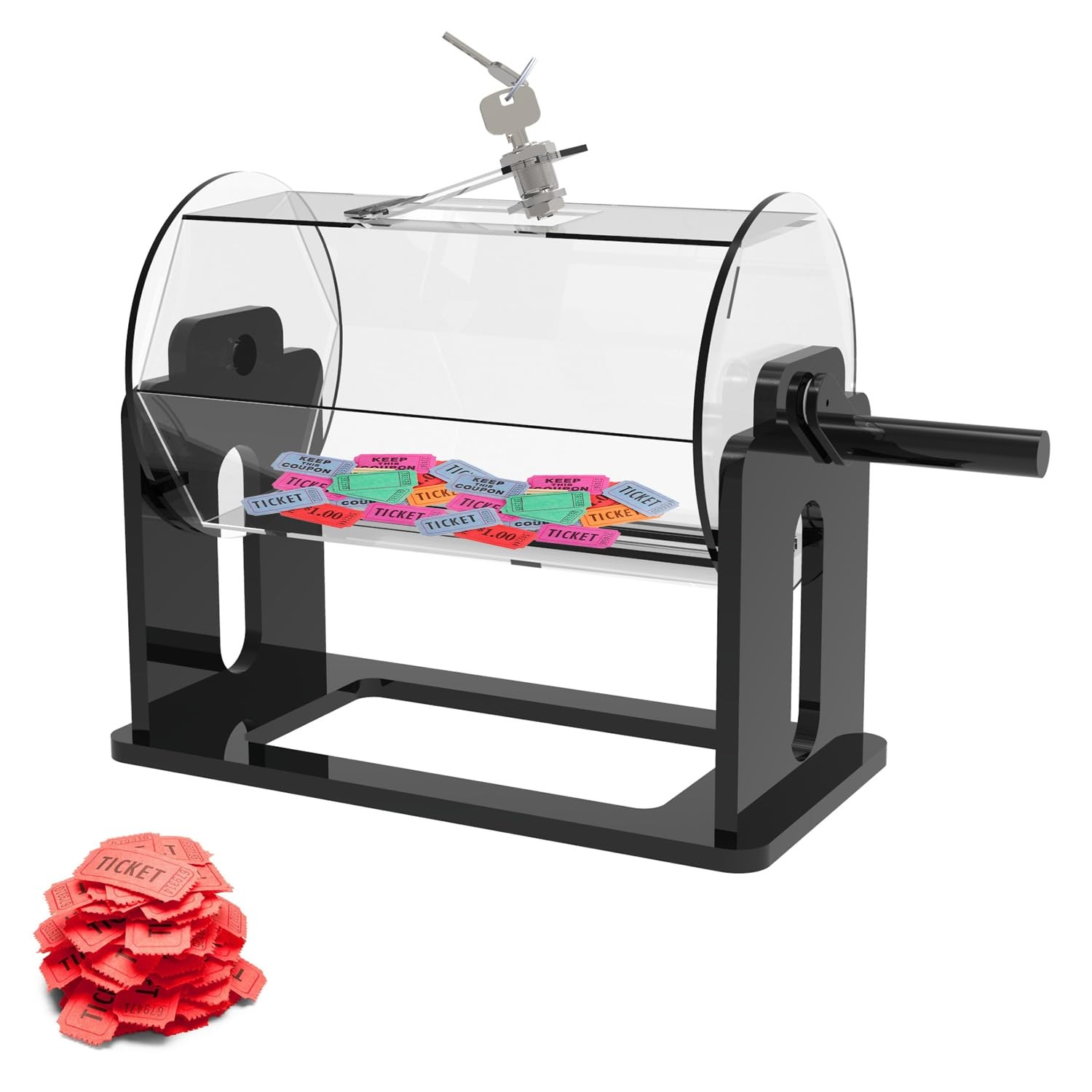 Raffle Ticket Spinner Raffle Drum: Acrylic Rotating Lottery Box with Handle (...