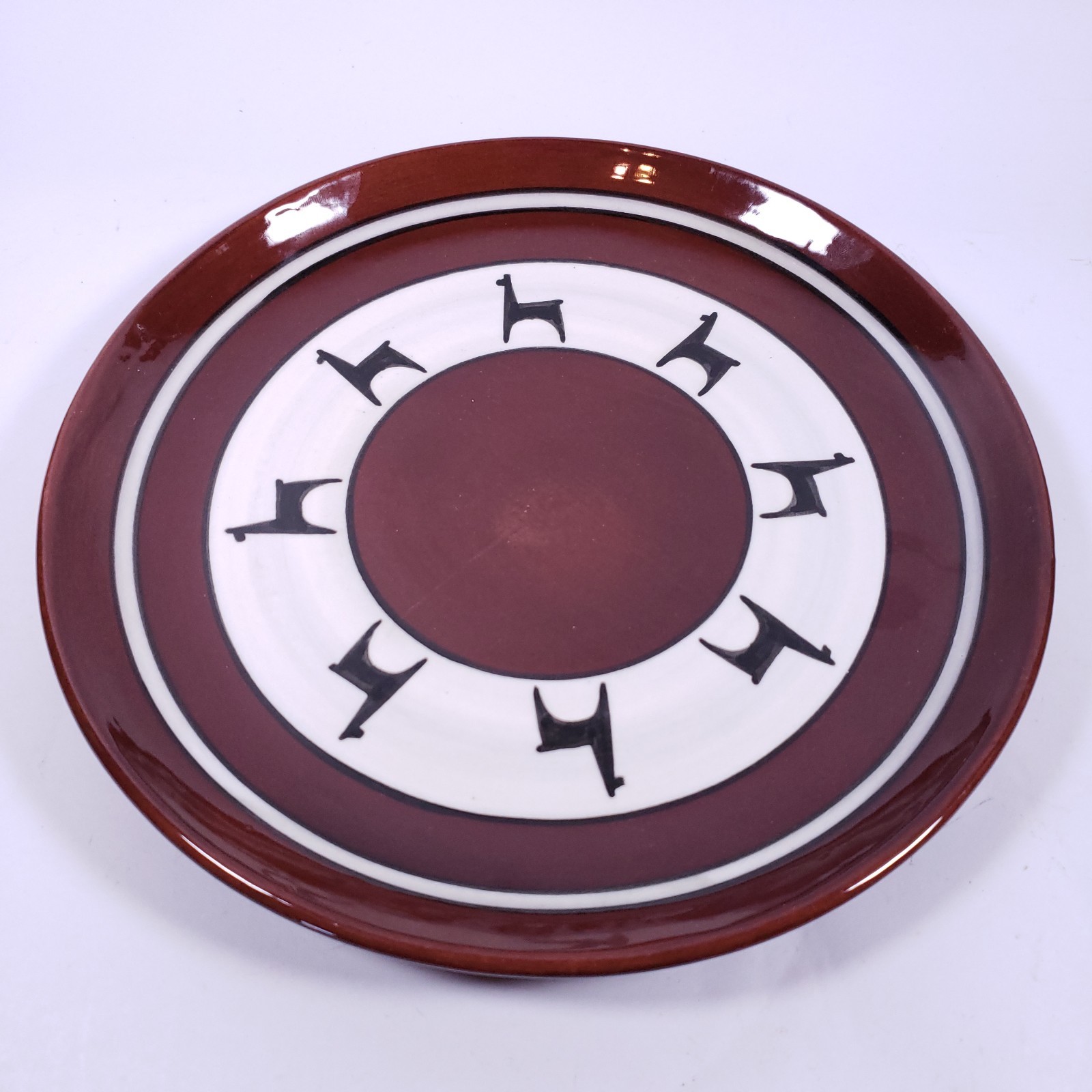LOS REYES PERU Redware Llama Alpaca Folk Art Pottery Decorative PLATE SET