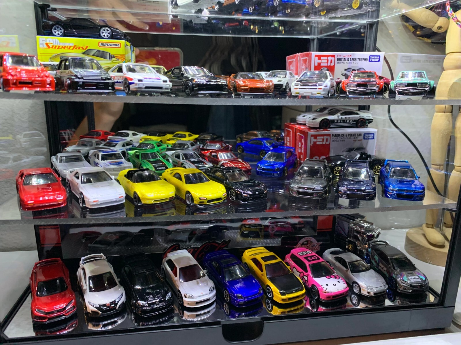 Car Display Case 4 Tier Acrylic LED Light 1/18 Model 1/24 Diecast 1/64 Cabinet