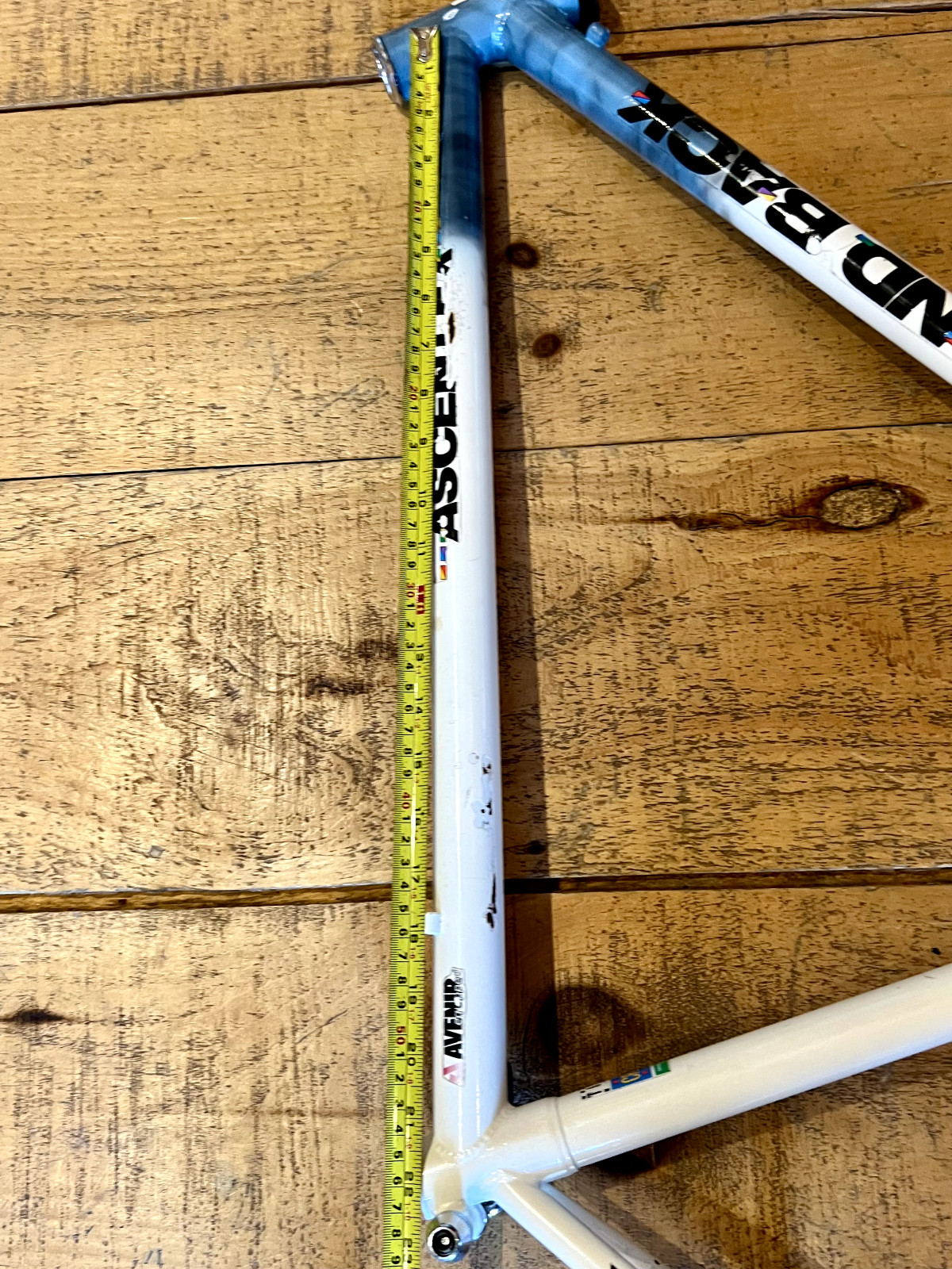 Vintage 90s Diamondback Ascent EX 19.5" Steel Mountain Bike Frame White Blue Mix