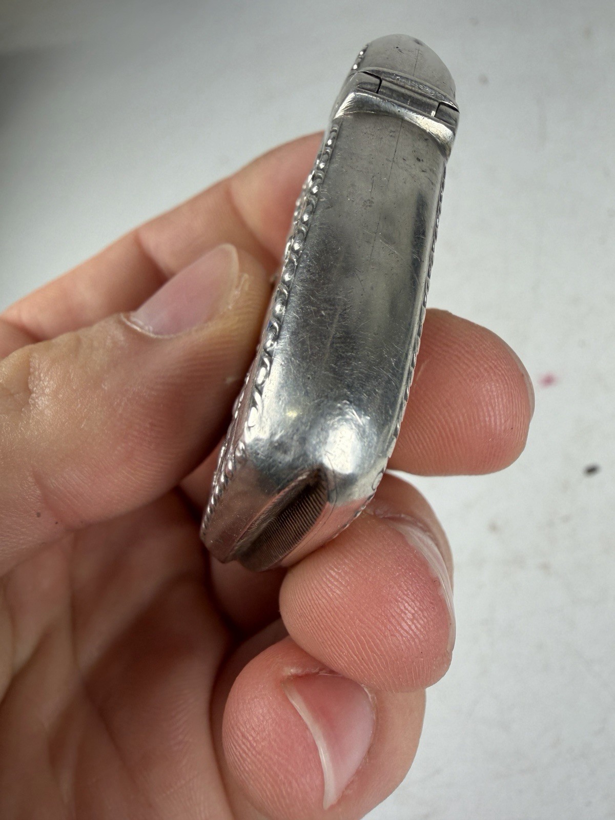 Antique Victorian Sterling Silver Repoussé Match Safe Vesta Case Late 1800s