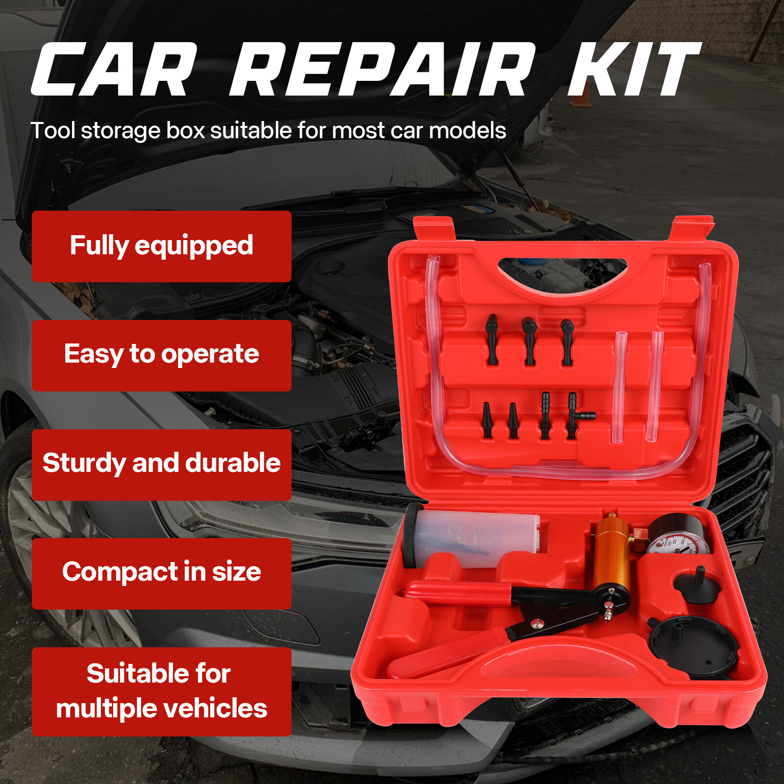 Universal Brake Fluid Bleeder Kit Hand held Vacuum Pressure Pump Tester Tool Set