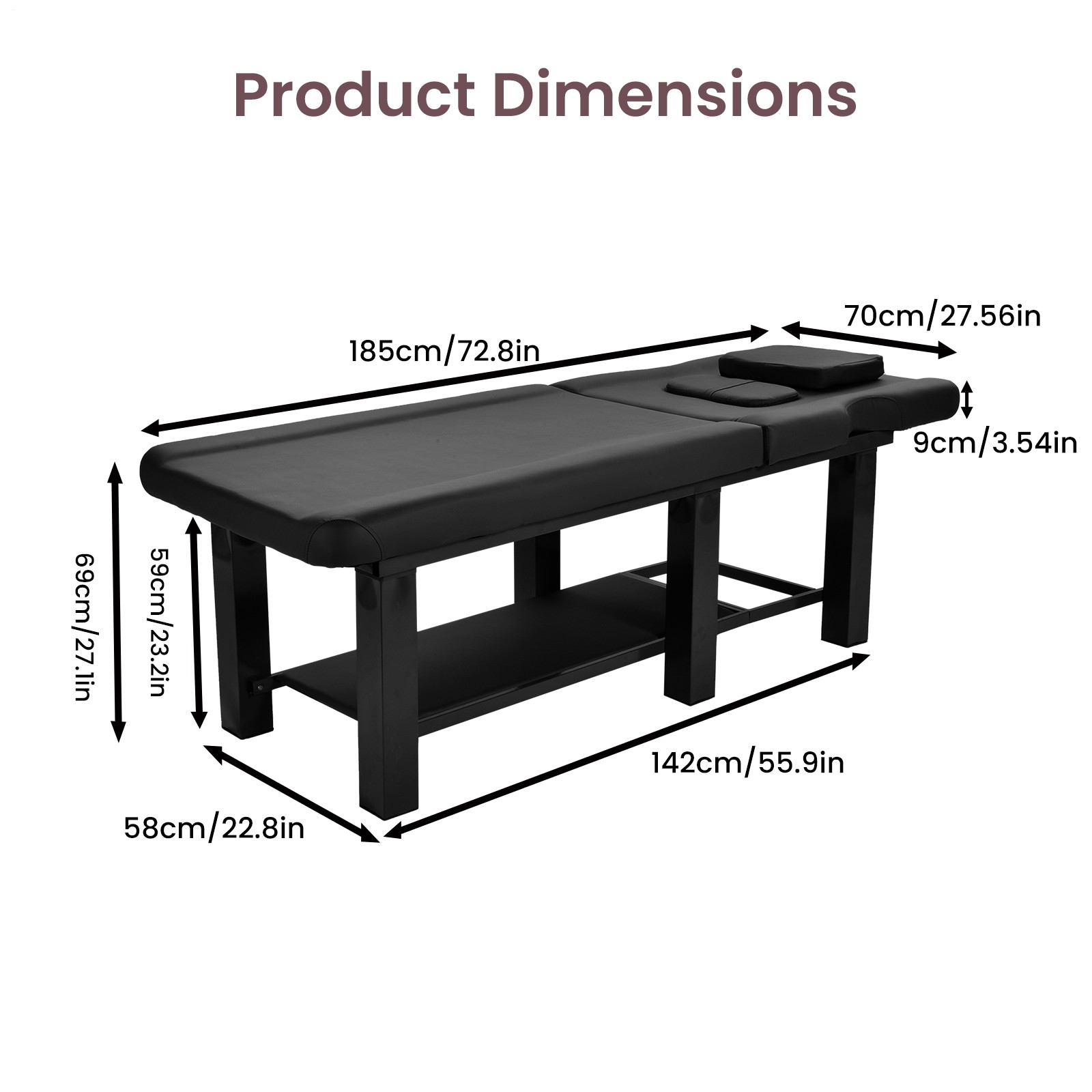 Stationary Massage Table with Backrest for Treatment Table Physical Therapy Tabl