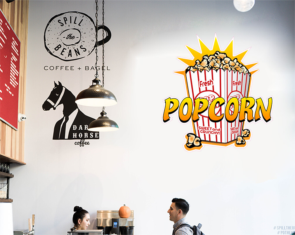 Food Truck Decals Popcorn Style C Food & Beverage Concession Sign Yellow