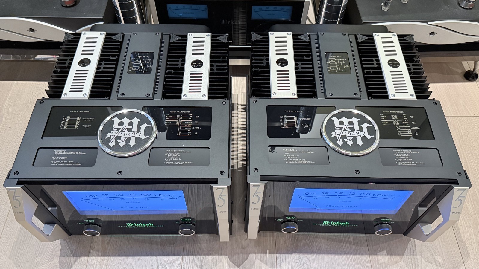 McIntosh MC1.25KW 75th Anniversary Monoblock Mono Amplifiers w Box & Manual MINT