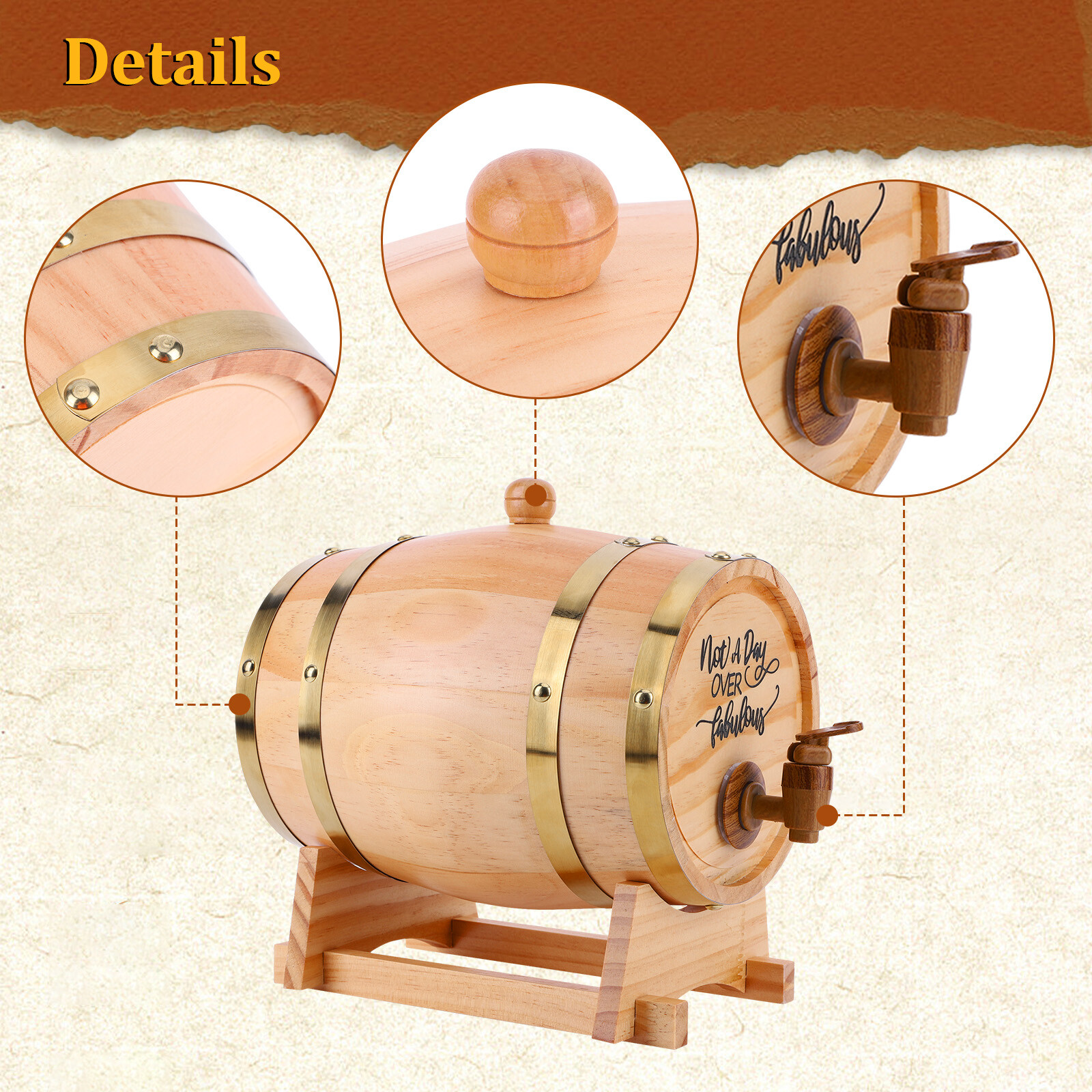 3 Liter Oak Aging Barrel with Stand, Bung, and Spigot - Age Cocktails, Bourbon