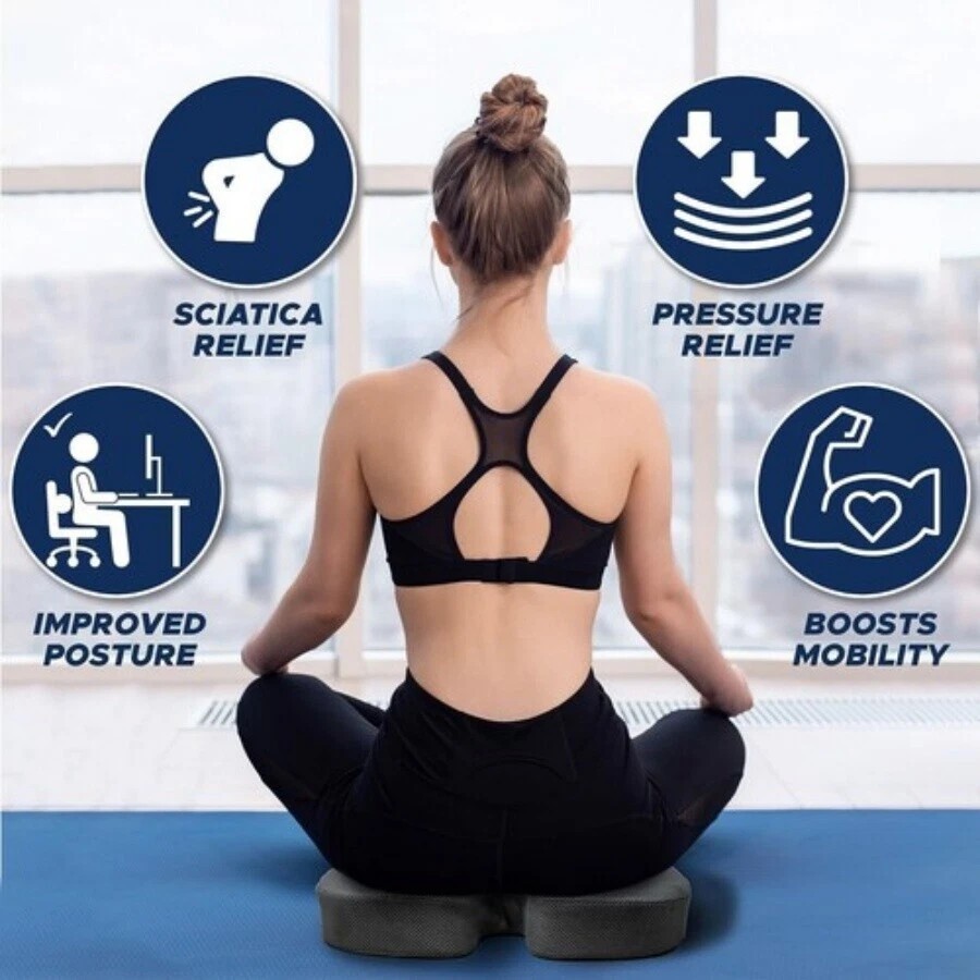 Seat Cushion, Memory Foam Chair Pad for Back Tailbone Pain Relief Black❤️