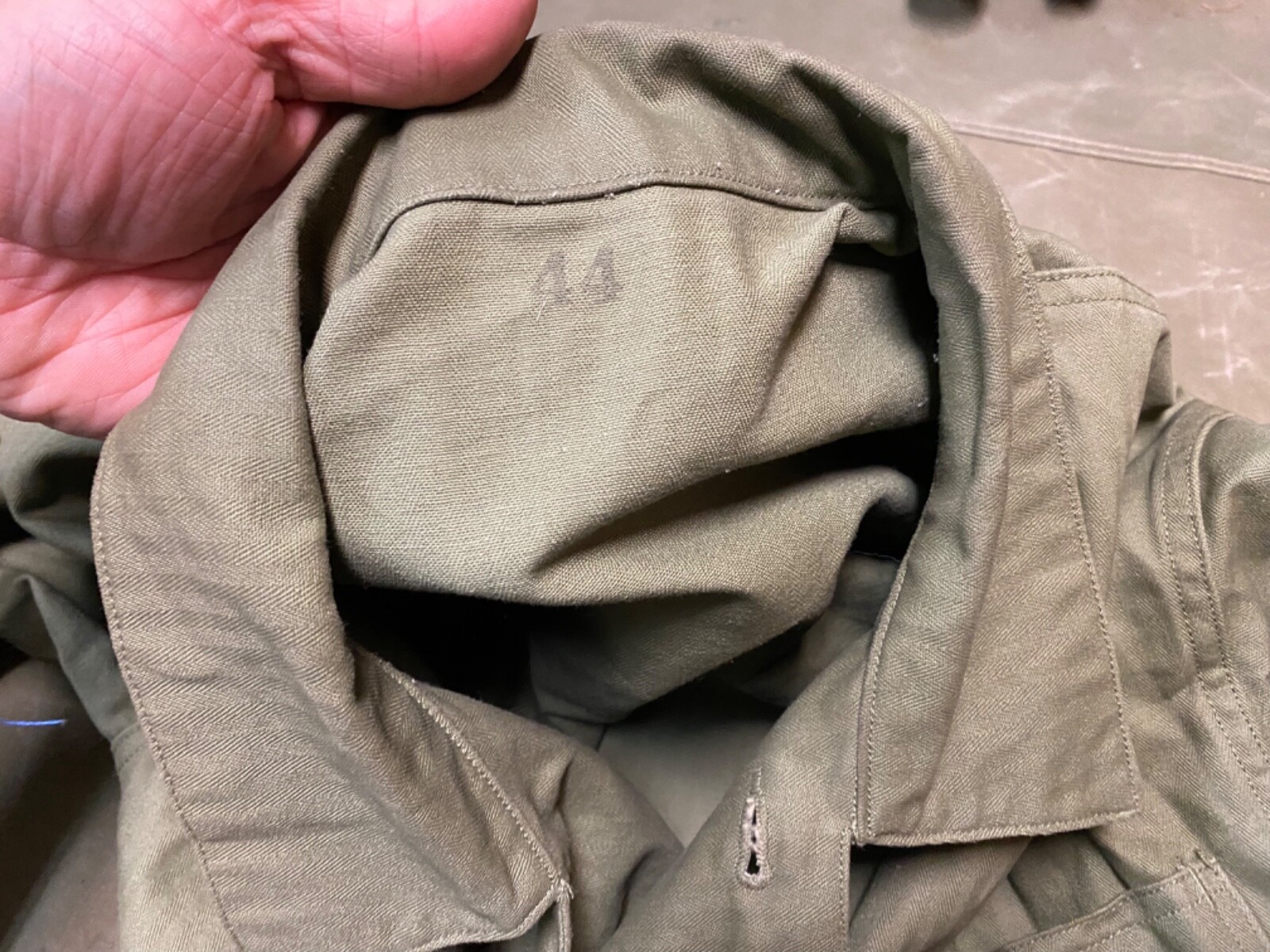 WWII US USMC MARINE P1941 P41 COMBAT FIELD HBT JACKET-SIZE LARGE 44R