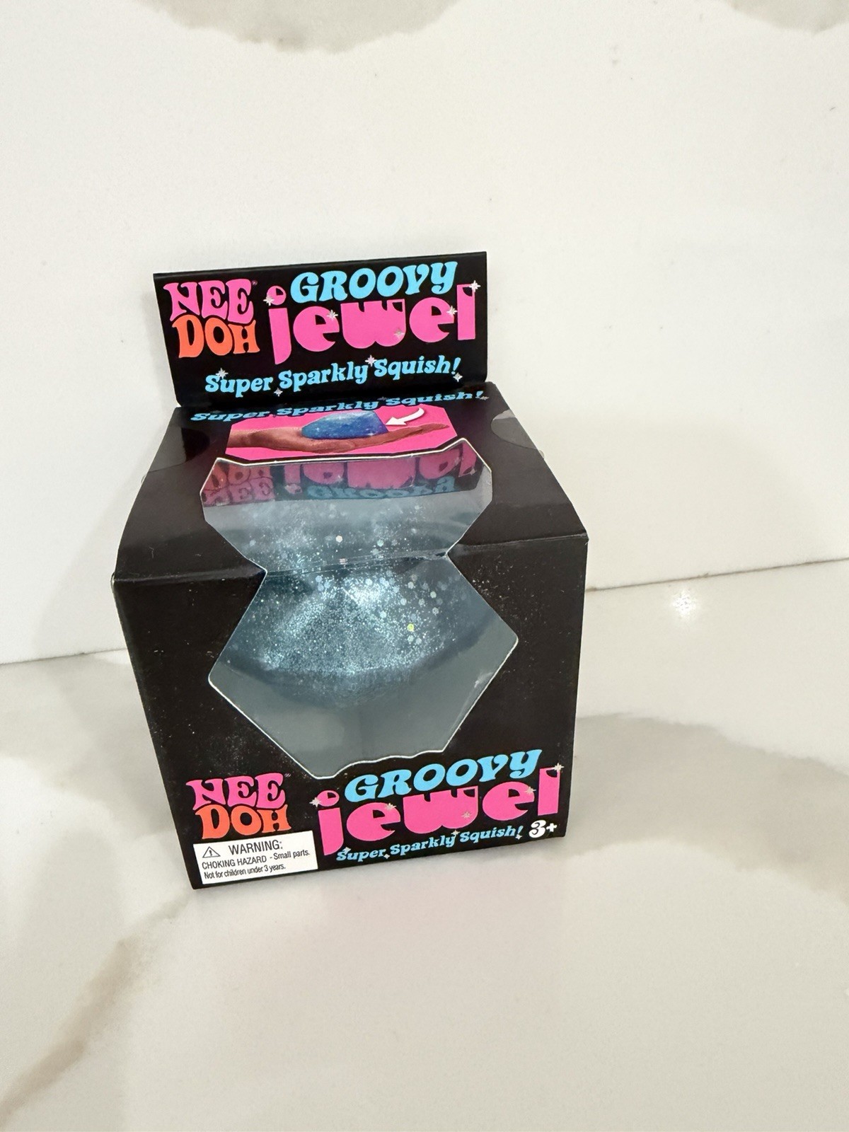 Blue NeeDoh Groovy Jewel Nee Doh Glitter Squish Jelly Diamond Cone Sparkly Ice