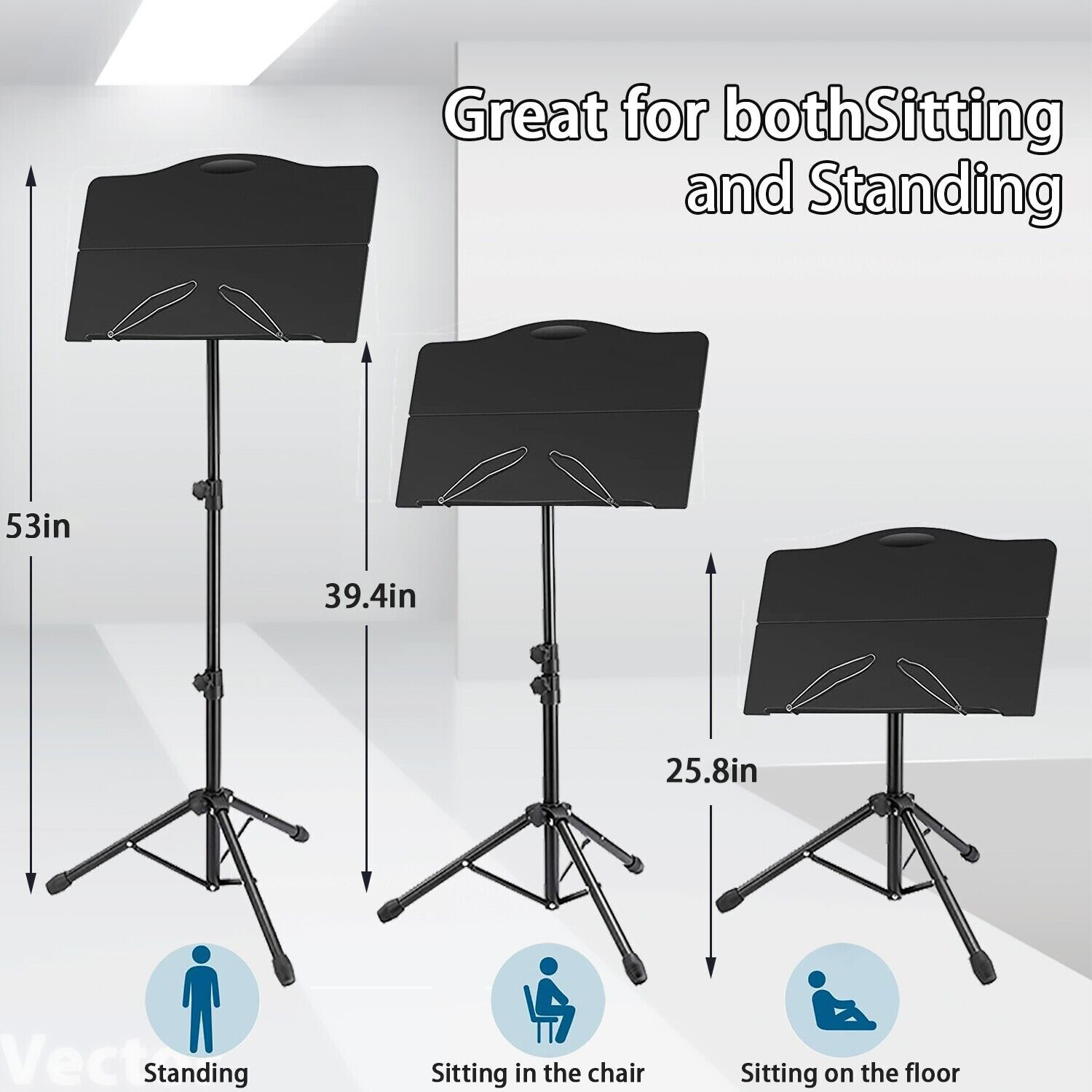 Portable Lightweight Metal Folding Sheet Music Stand With Carrying Bag & Light