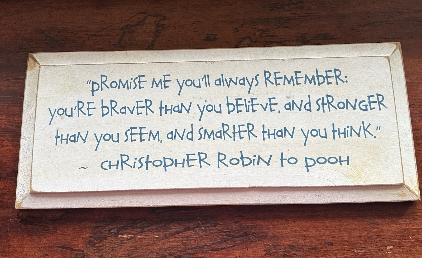 Winnie the Pooh Christopher Robin Promise Me Wooden Plaque Distressed Wall Decor