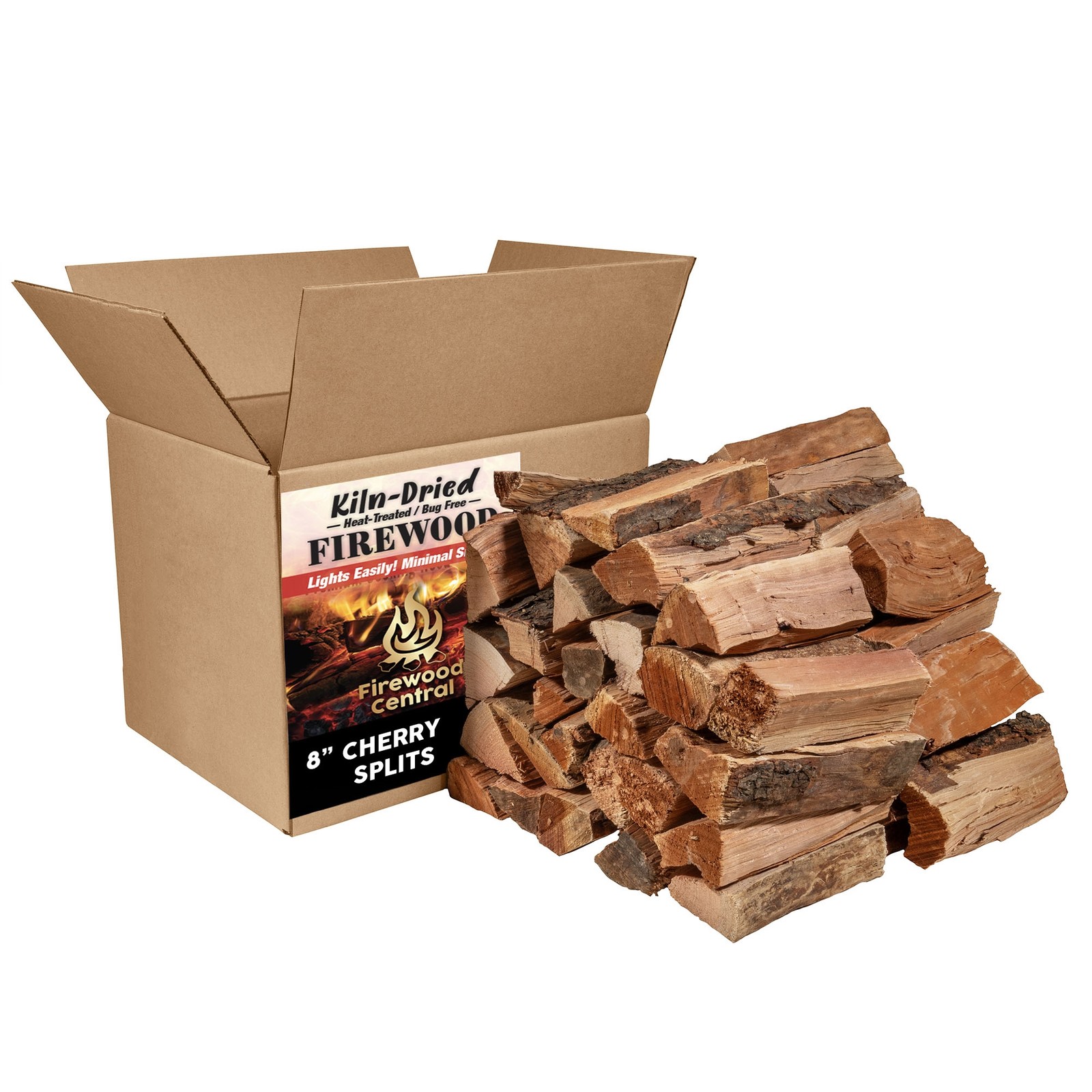 Firewood Central Kiln-Dried PA Cherry 8" Splits (39.5lb) Sweet Smoking, Pizza
