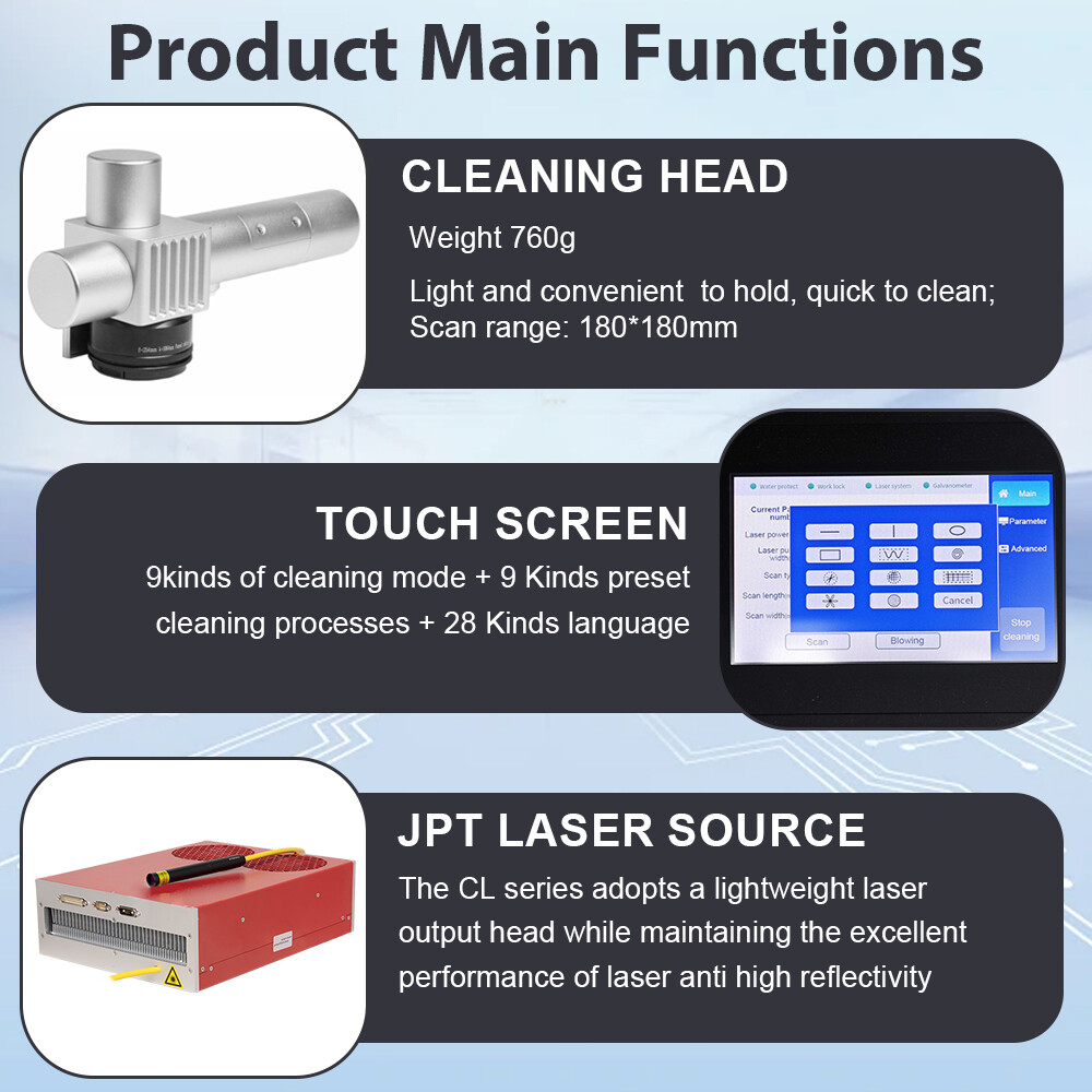 200W JPT Pulsed Laser Cleaning Machine Metal Wood Cleaning Rust Paint Remover US