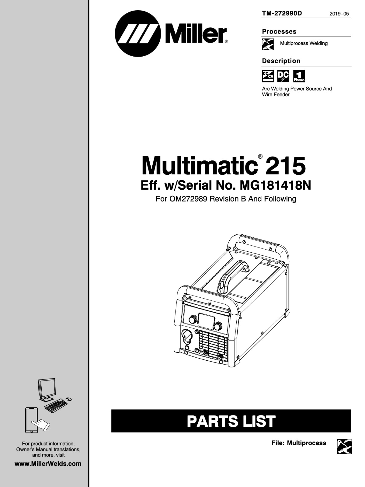 Miller Multimatic 215 Welder LCD Display Control Circuit 276531 (3in) *NEW*