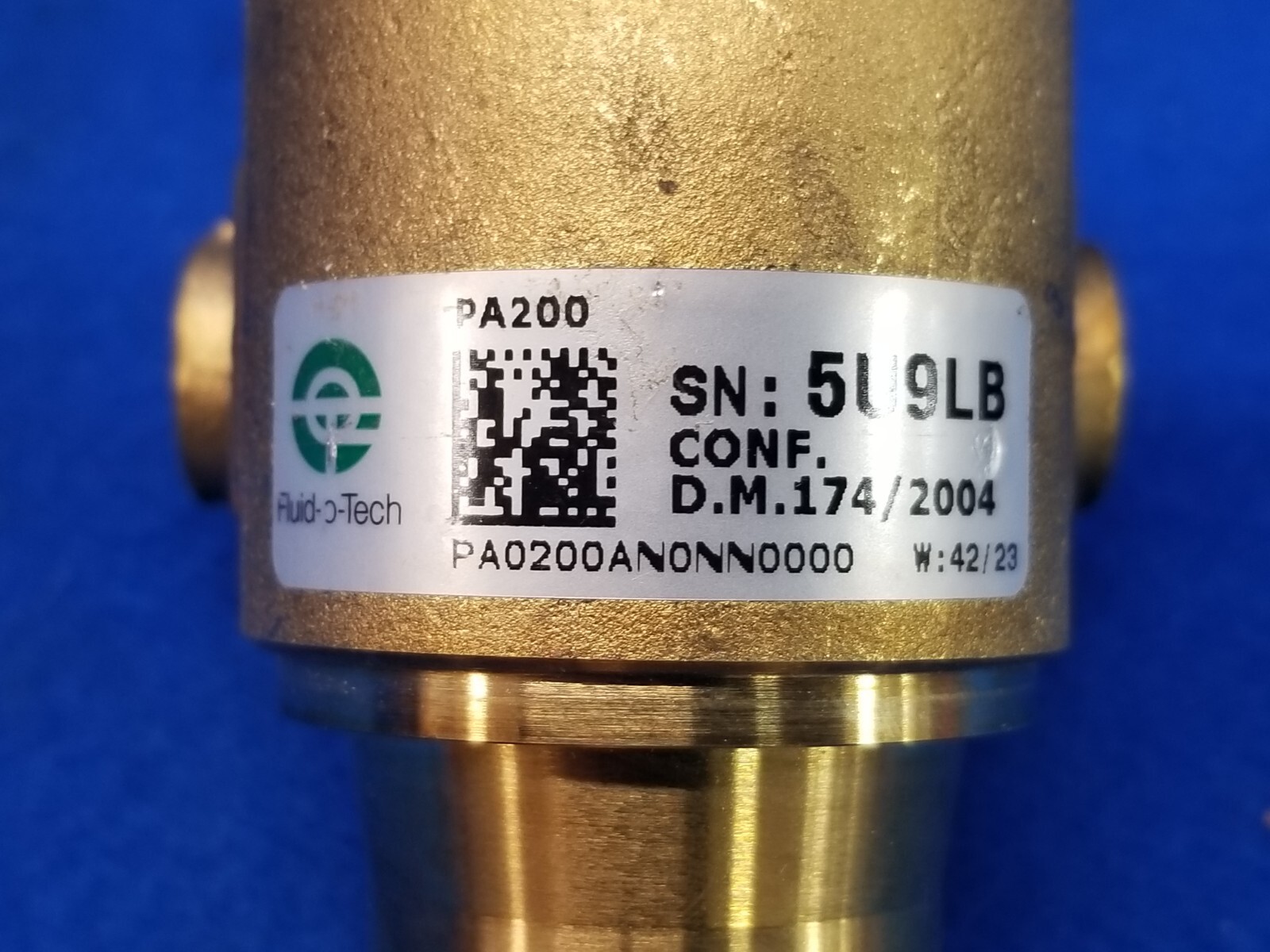 Fluid-O-Tech Pa 200 Pump, 3/8" Nptf, 78 Max. Gph, Brass