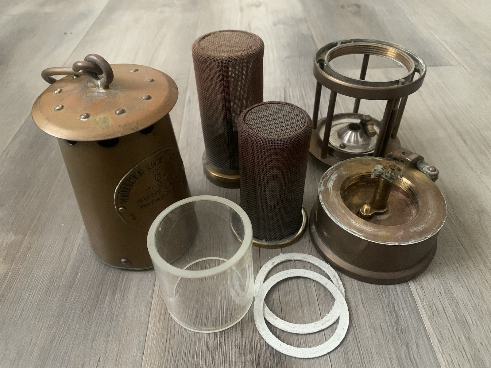 1974 Brass Miners Lamp Protector Eccles Type 6 M&Q