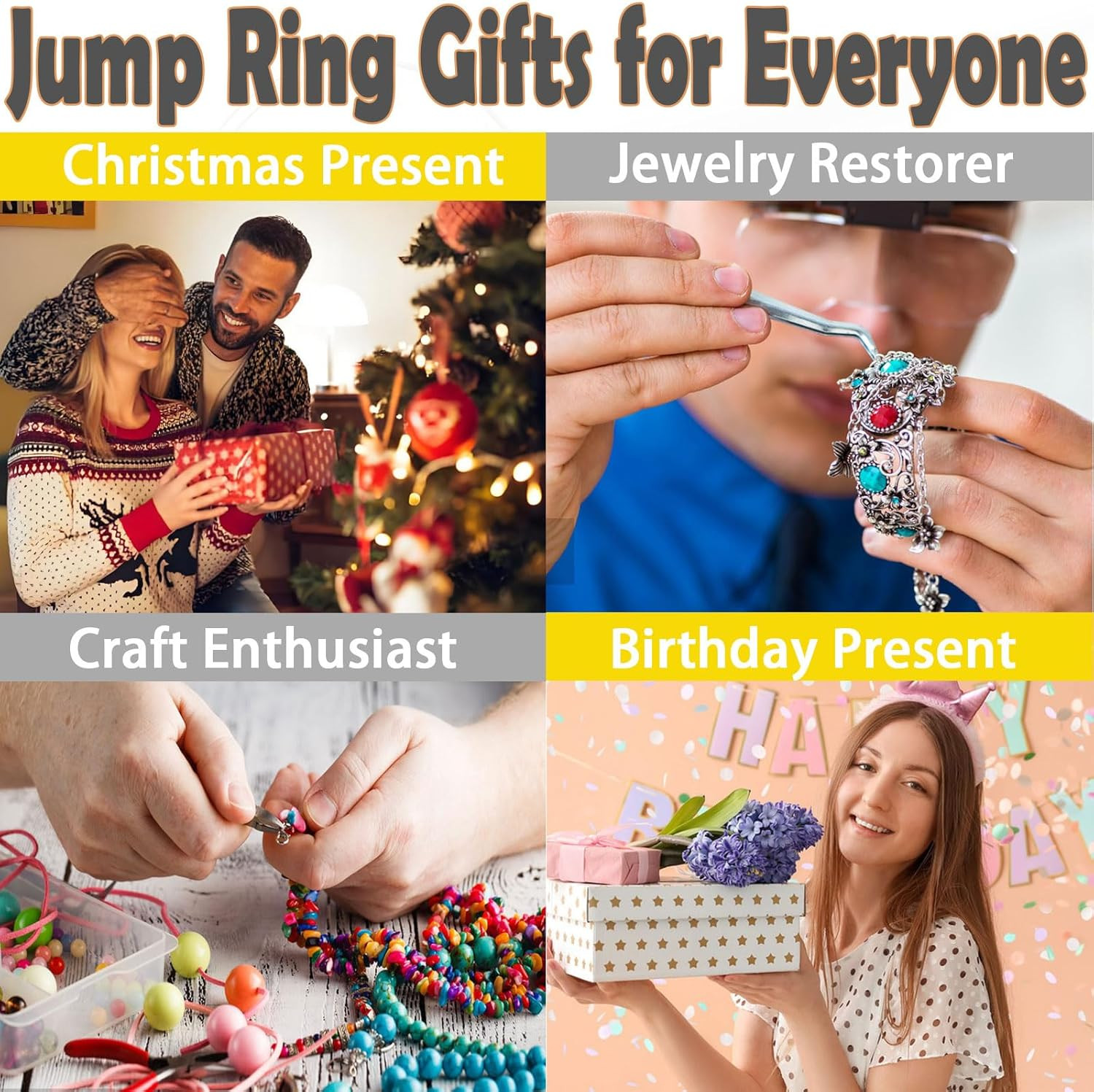 5 Sizes(1200Pcs) Open Jump Rings for Jewelry Making, Gold & Silver Non-Tarnish O