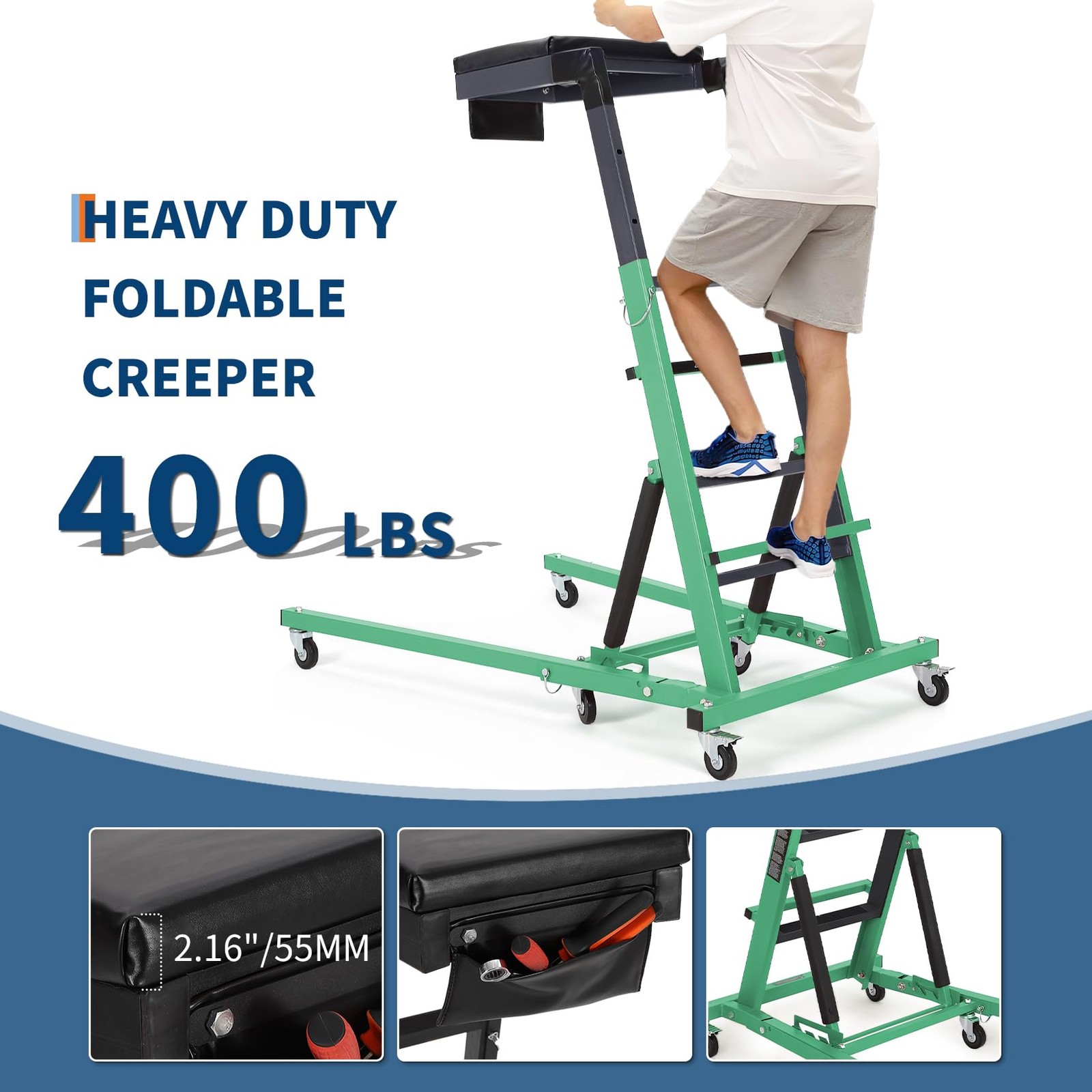 Automotive Topside Creeper 400LBS Adjustable Height Movable with 4 Wheels