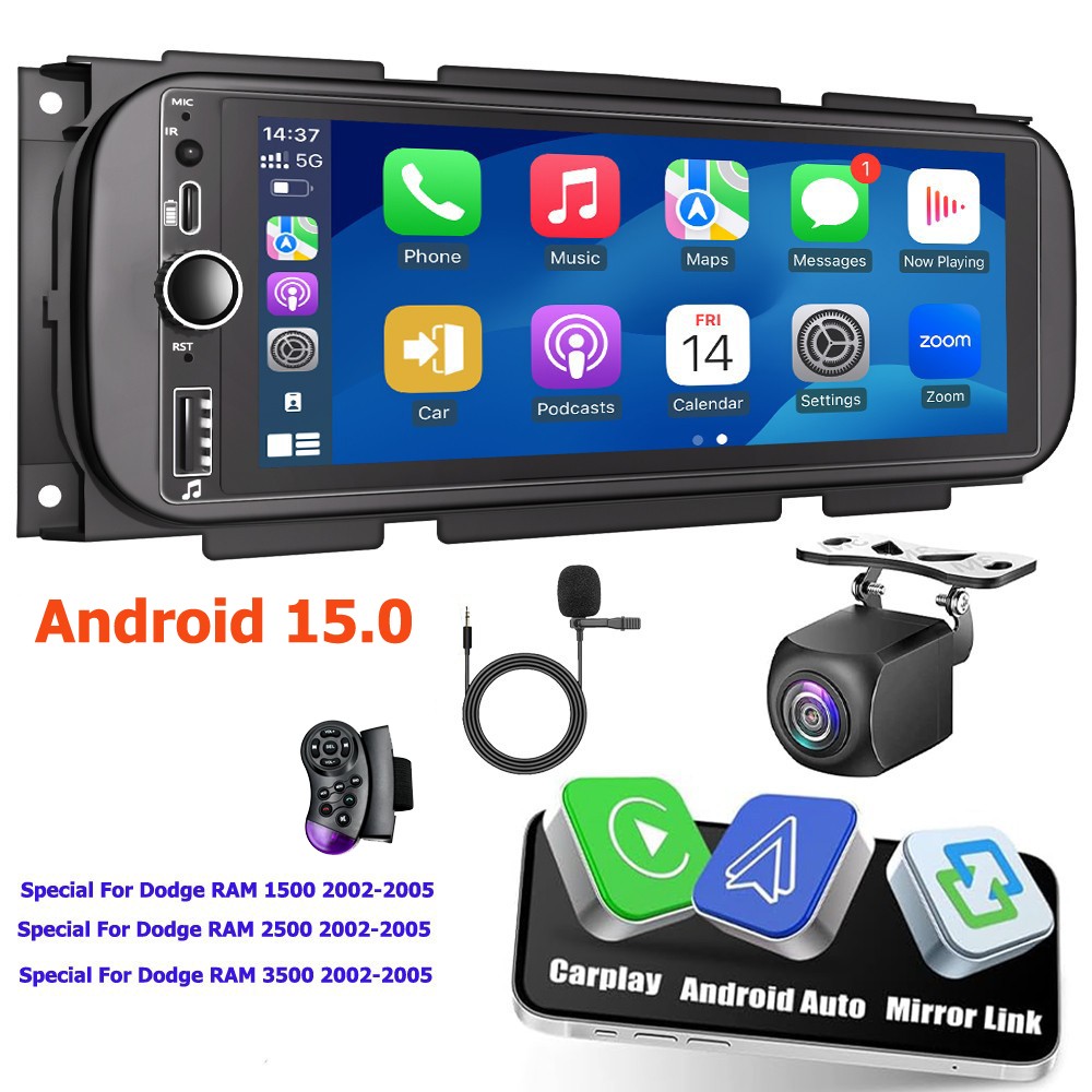Car Stereo Radio For 2002-2005 Dodge Ram 1500 2500 3500 Android 15 Carplay GPS