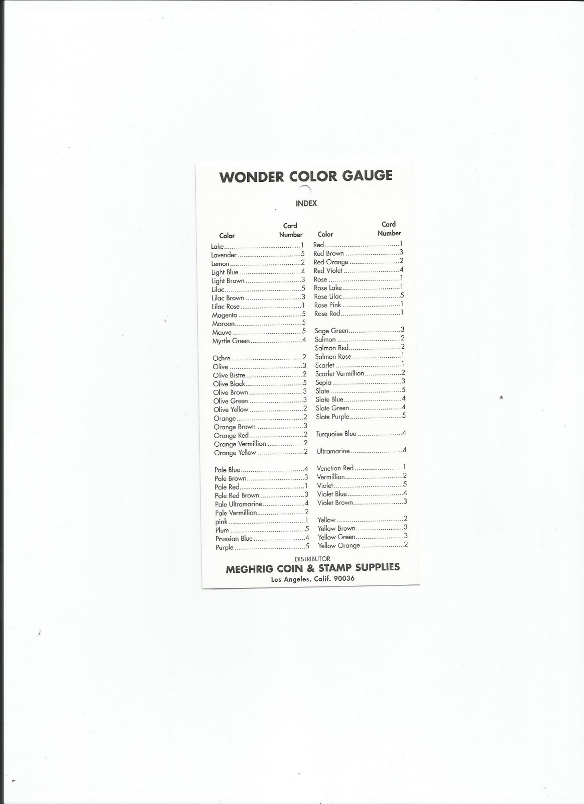 1 Wonder Color Gauge - Stamp Color Guide / Gauge - Meghrig