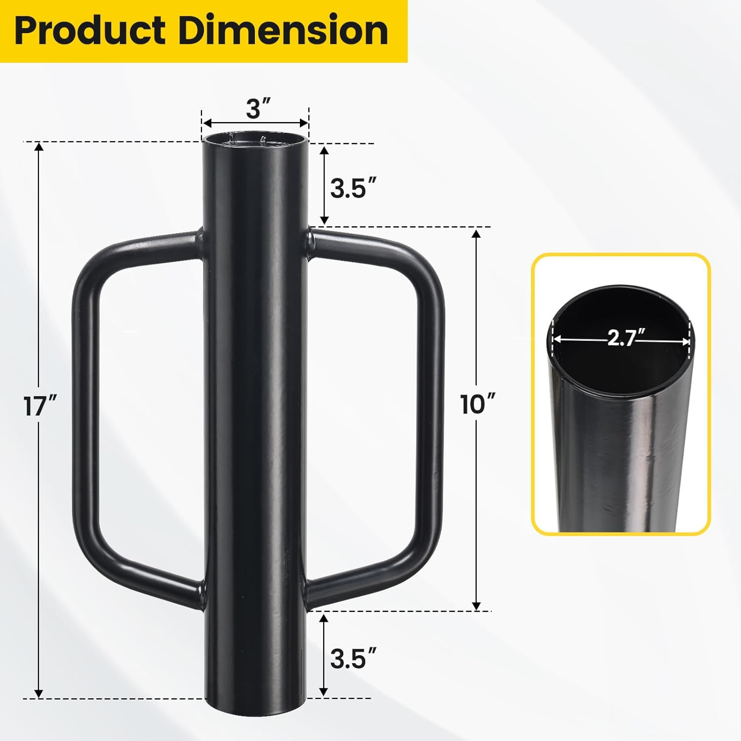 T Post Driver Heavy Duty Fence wood steel Post Driver 17" long 2.7" dia Pounder