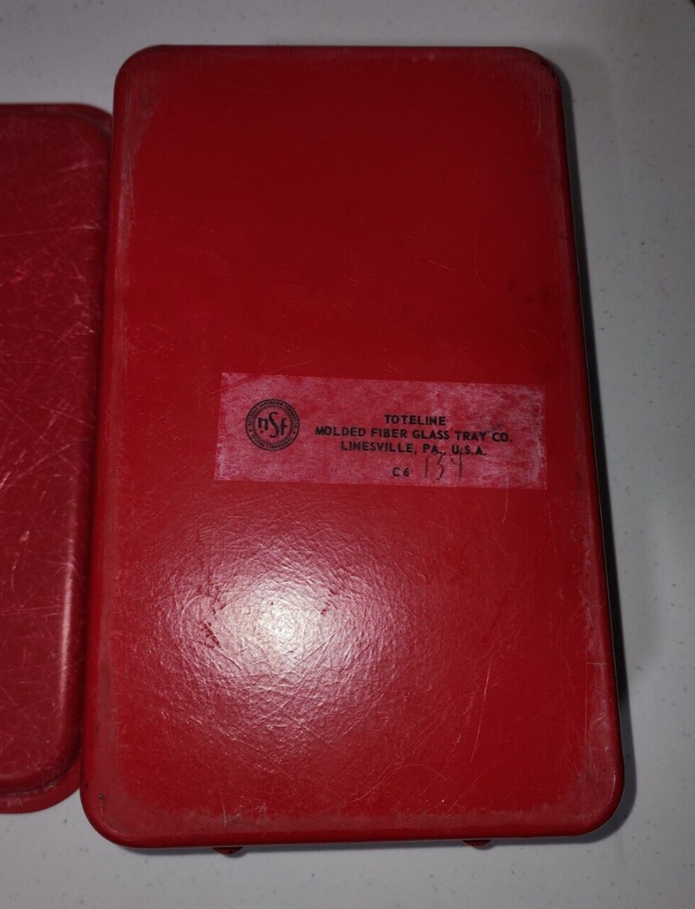 Molded Fiberglass Toteline Tray Storage Container With Lid RED 9in x 5.5in x 2in