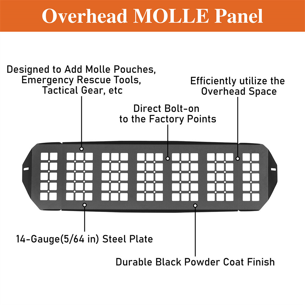 Fit Toyota 4Runner 2010-2024 Rear Overhead Top Storage MOLLE Panel System Metal