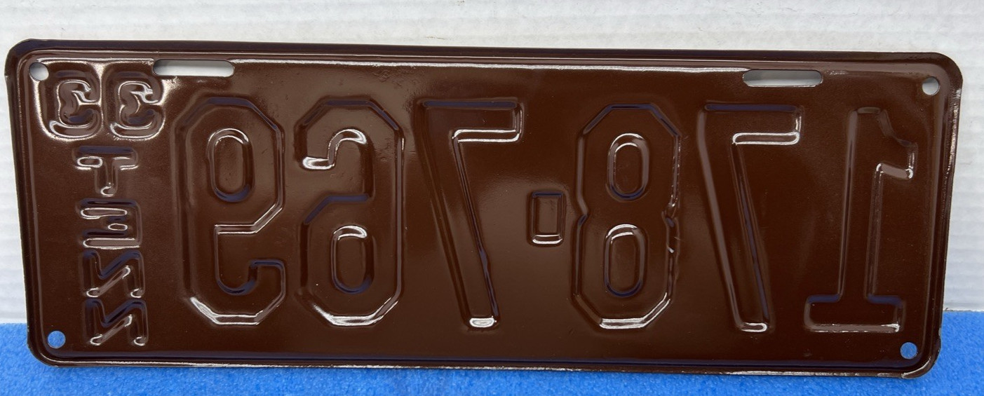 1933 Original Tennessee License Plate restored repaint Nice Display Plate Tag