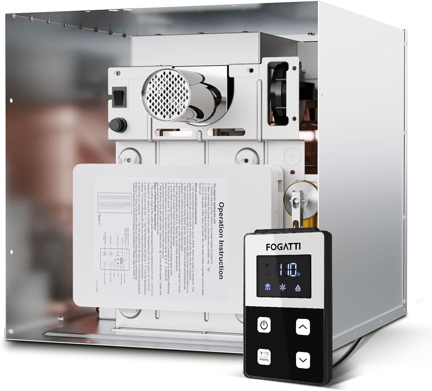 FOGATTI RV Tankless Water Heater InstaShower 7 Plus, 48000 BTU 2.5 GPM Propane