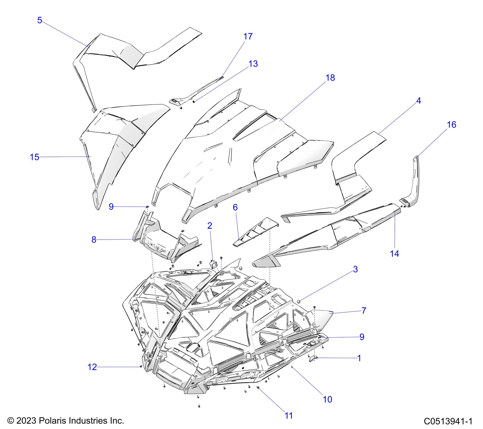 Polaris Accent Pannel, Left, Genuine OEM Part 5439642, Qty 1