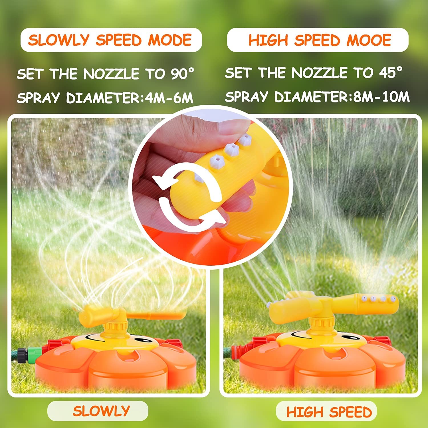 Water Sprinkler for Kids Toddlers Sprinklers with Roating Spray Nozzles Attac...