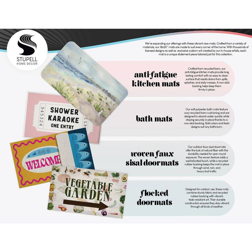 Bayside Sea Life & Waves Blue 18 In. X 30 In. Polyester Non-Slip Outdoor Door Ma