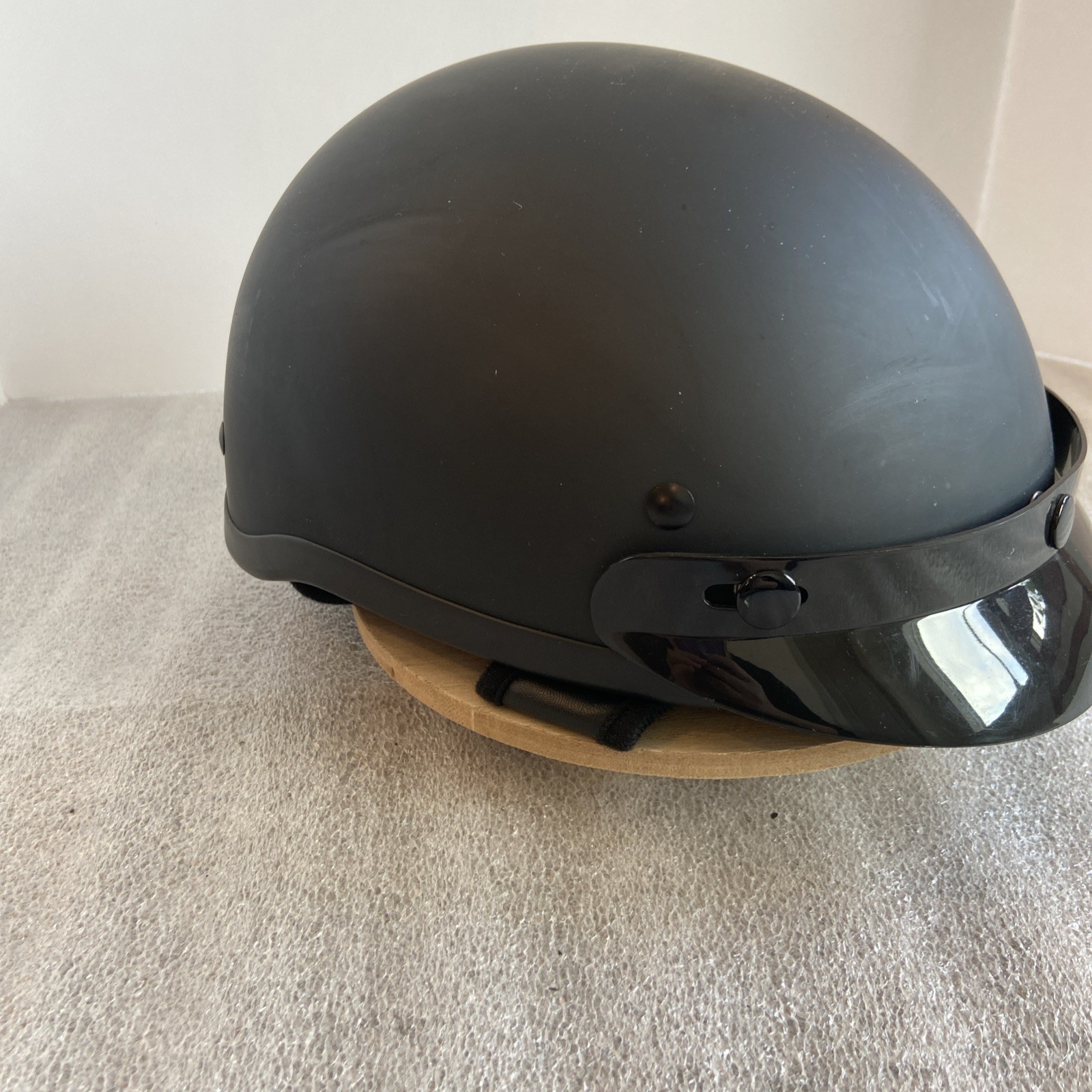 Motorcycle Helmet Half Skull Cap visor DOT Approved Black Size Large