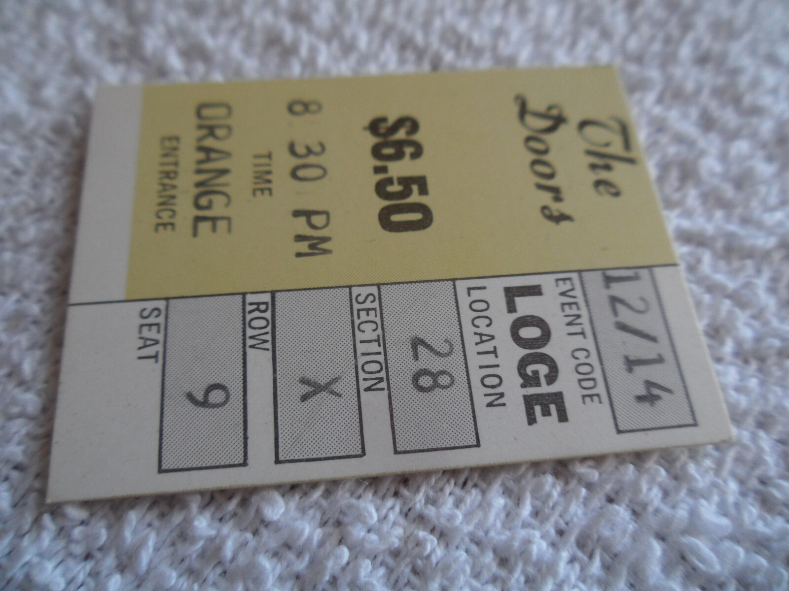 THE DOORS Original__1968__CONCERT TICKET STUB__Los Angeles Forum__NM-