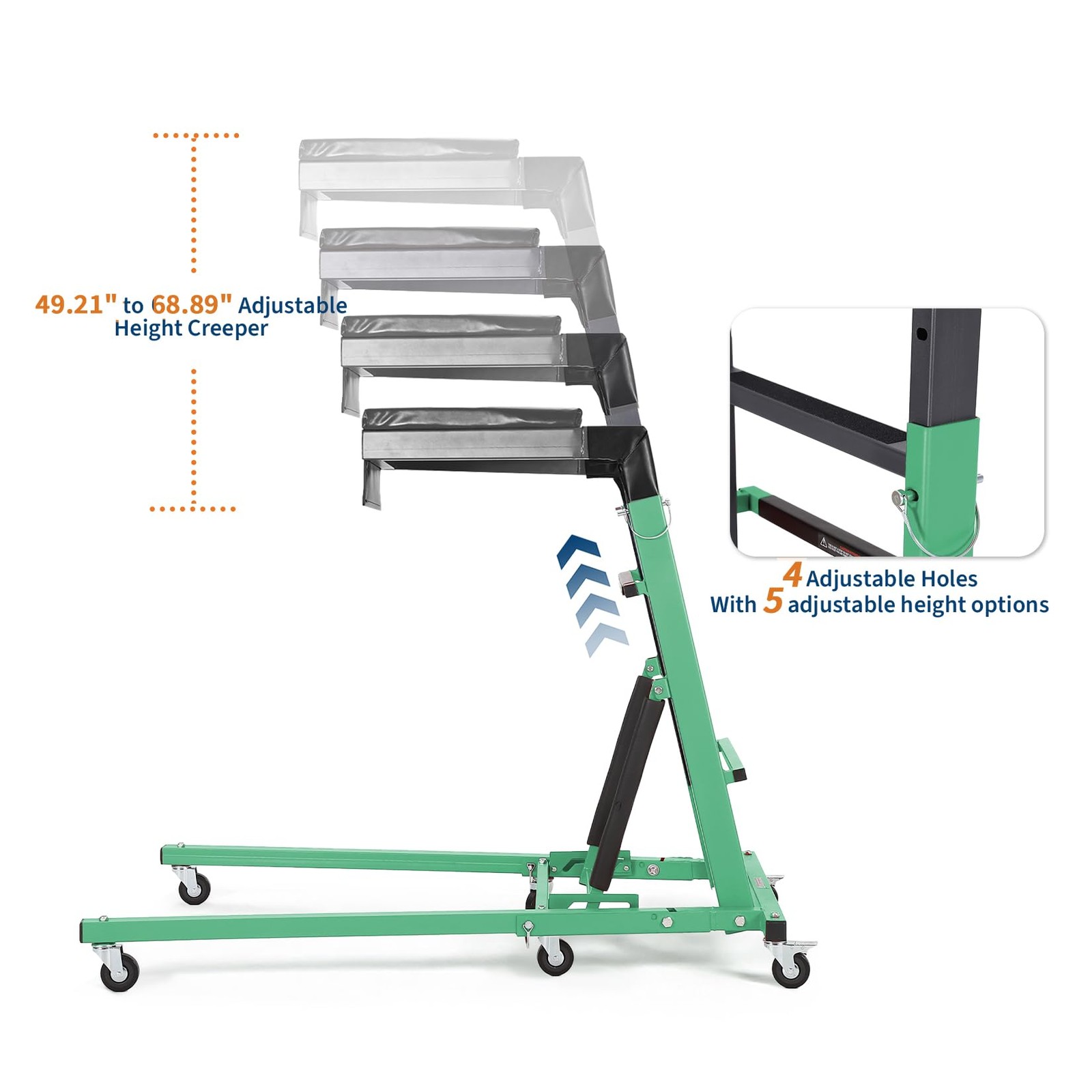 Automotive Topside Creeper 400LBS Adjustable Height Movable with 4 Wheels