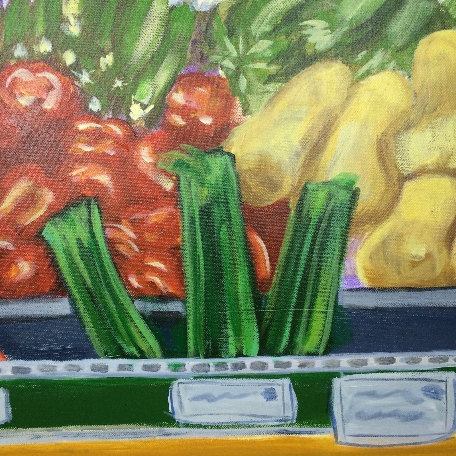 Art Fresh Vegetable Market Painting Original for Deli Restaurant 30x48