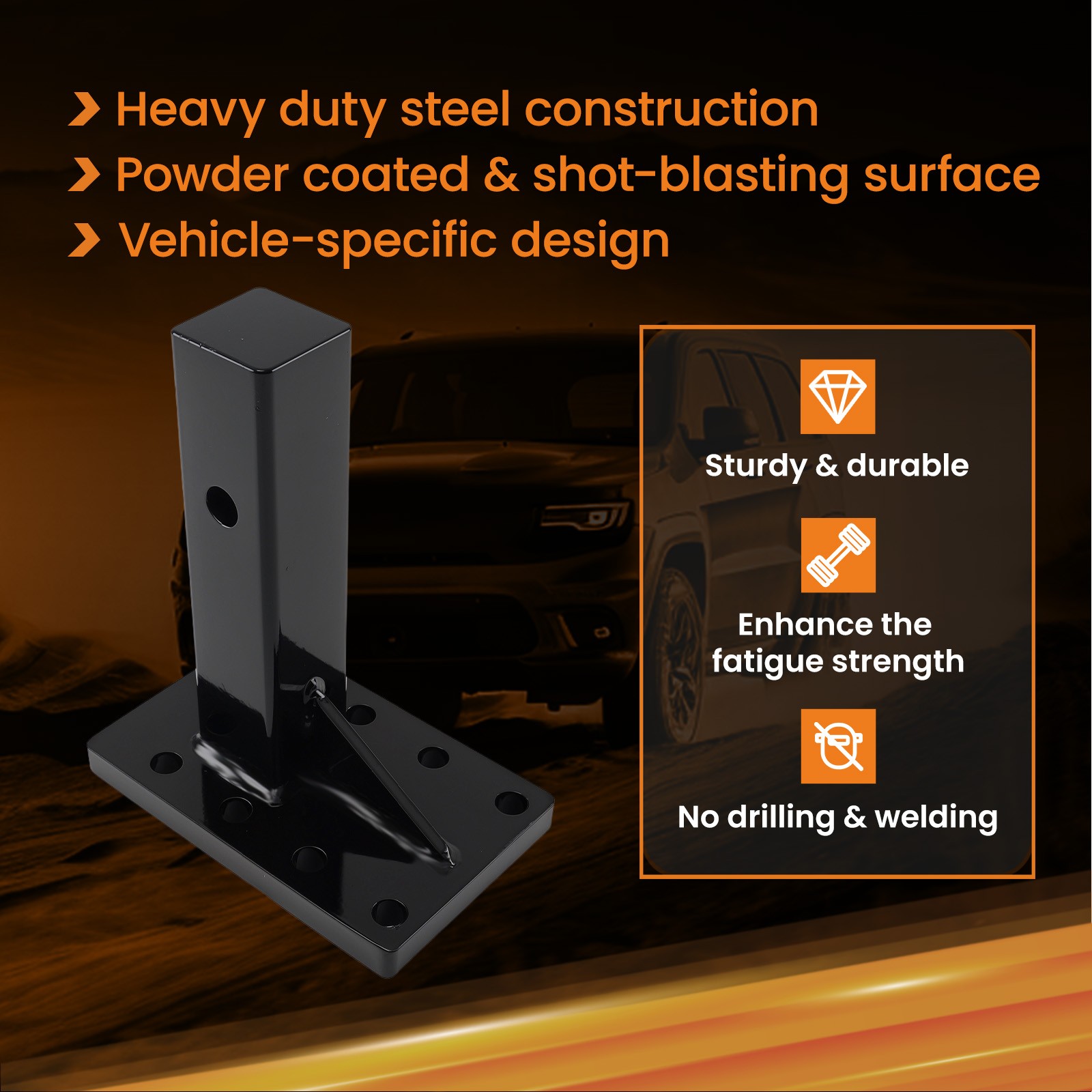 3 Position Pintle Hitch Mount Plate for 2" Hitch Steel 20000 lbs Capacity