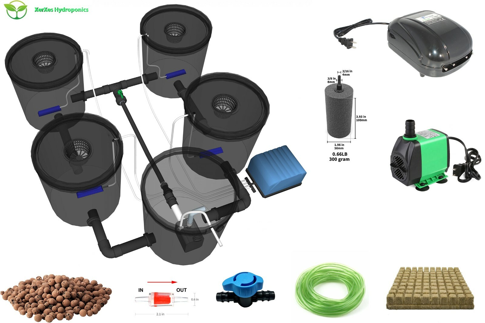 XerXes Recirculating Deep Water Culture RDWC Hydroponic System,5 Gallon