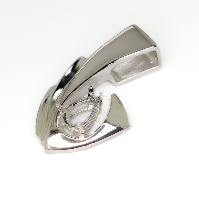 9 x 6 mm Pear Shape Large Bail Hook Pendant Setting Sterling Silver