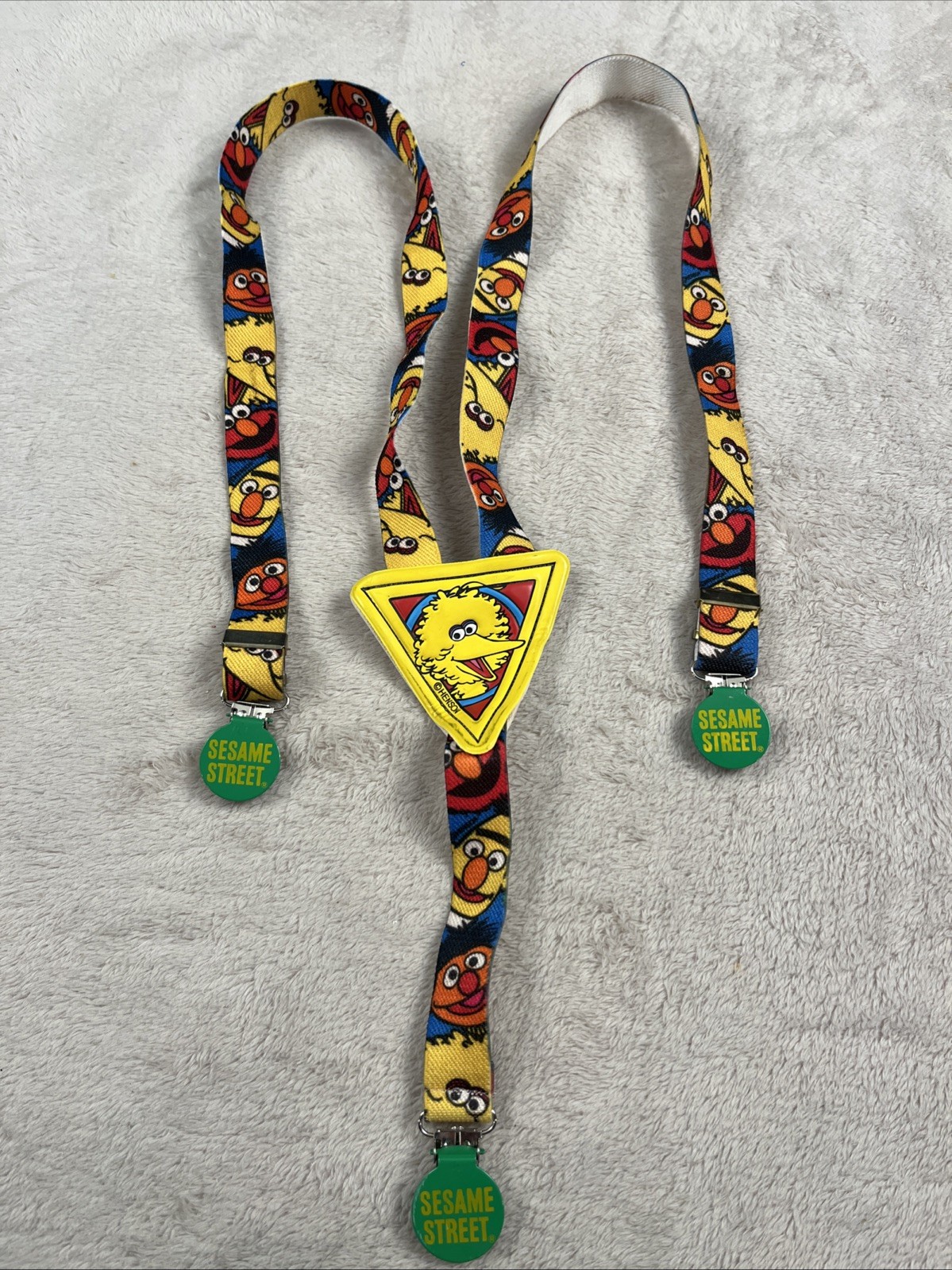 Vintage Sesame Street Big Bird  Elastic Boys Adjustable Suspenders