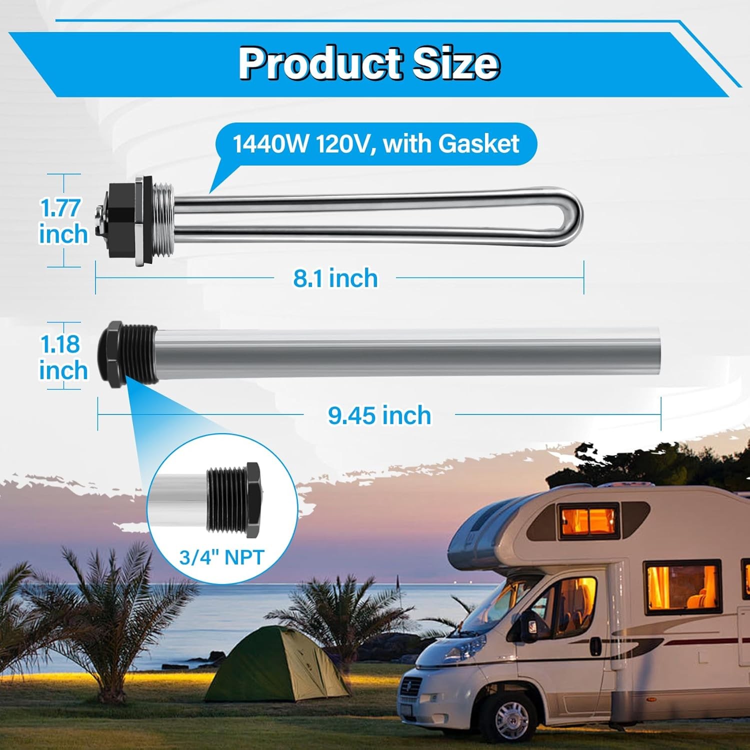 RV Water Heater Elements Kit Compatible with Suburban Tanks