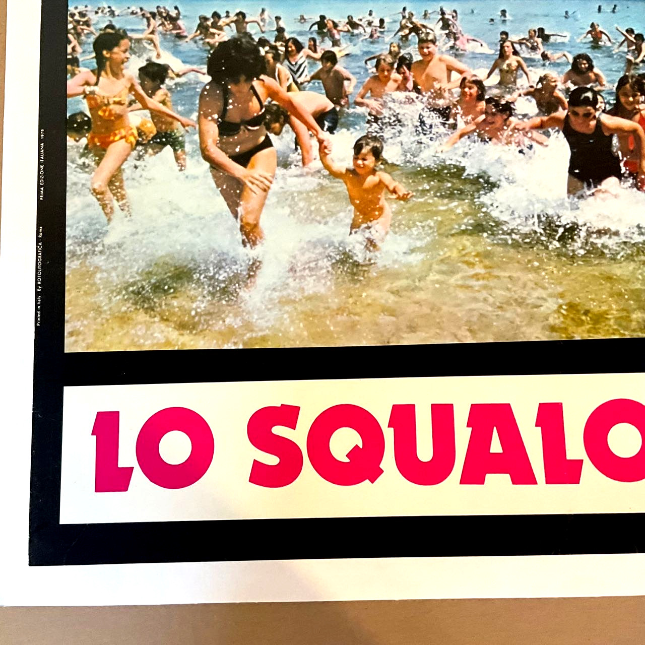 VINTAGE ORIGINAL JAWS SPIELBERG ITALY LARGE 28" X 20" MOVIE POSTER LO SQUALO