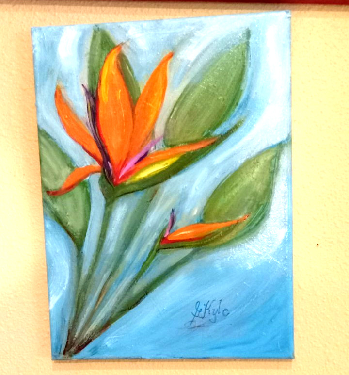 Colorful Bird of Paradise Oil Painting 9 x 12 Original Handmade